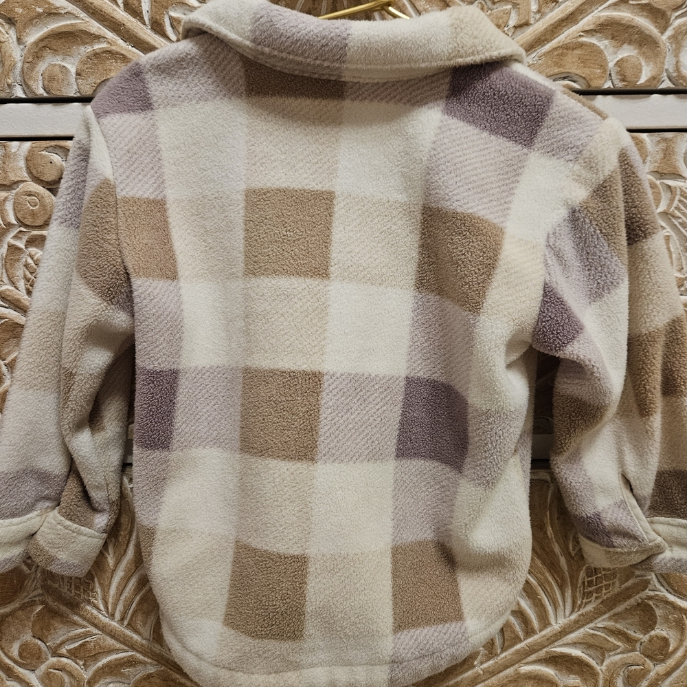 H&M Kids Checkered Fleece Shirt - Cream, Purple, Taupe - Picture 3 of 3